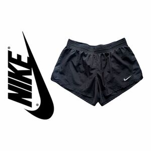 Nike Women's Large Black Dri Fit Athletic Lined Running Shorts With Drawstring